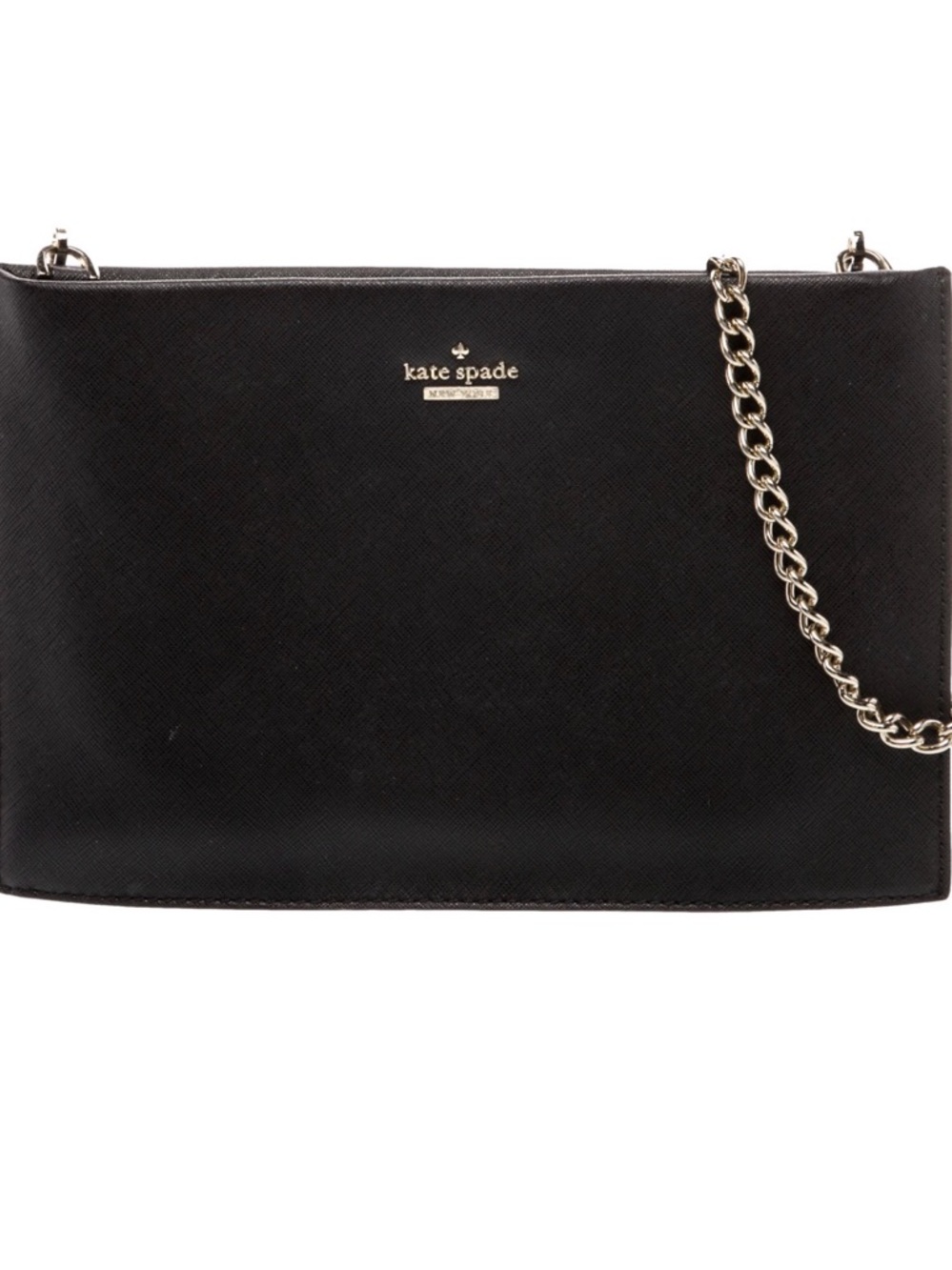 kate spade Black Saffiano Leather Crossbody with Gold Chain
